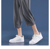 Riolio  Summer Ice Silk Ultra-thin Cropped for Men Casual Pants for Mid-sports Loose Versatile Pants