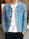 Riolio Autumn New High-end Brand Male Fashion Boutique Blue Slim Casual Denim Jacket Trendy Thin Mens Denim Coat Cowboy