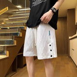 Riolio  Summer New Men American Style Thin Style Niche Loose Large Size Motion Casual Printing Texture Side Opening Buckle Shorts