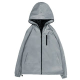 Riolio  Men's Outdoor Full Reflective Jacket Hooded Loose Windproof Night Shiny Coats Jackets Streetwear Fashion Windbreaker Men Women