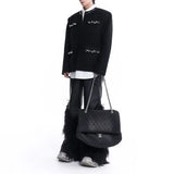 Riolio  Mens Y2k Faux Pearl Detail Padded Shoulder Casual Jacket Autumn Streetwear Fashion Minimalist Youth City Boy Outerwear