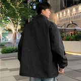 Riolio  Sparkling Men's Windbreaker Loose Reversible Track Jackets Men Vintage Varsity Jacket Retro Garment Spring Summer Men Clothing
