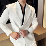 Riolio  Trendy Simple Fashion British Style Slim Fit Pure Color Suit Set LJT961 Fake Two-Piece-P240 Quality Male Clothing