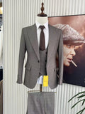 Riolio  Men's Formal Peak Lapel Suit Set 3 Pieces Business Outfit Elegant Handsome Slim Fit Suits For Men Host Costumes Party Tuxedo