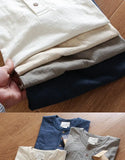 Riolio Bamboo Joint Cotton Shirt Breathable Henry Neck Tough Guy Casual Short-sleeved T-shirt Men's Summer Sports Retro Top