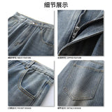 Riolio Punk Style Trend Fashion Ripped Jeans Straight leg jeans new wide leg pants Hip Hop Clothing