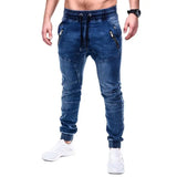 Riolio High Quality Solid Pocket Jeans Mens Denim Cotton Pants Causal Vintage Cargo Pants Drawstring Stretchy Pencil Jeans Male