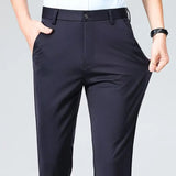 Riolio  Autumn Trousers Men Formal Dress Suit Pants Work Pants Quality Business Casual Pants Straight Black Khaki Navy Blue Long Pants