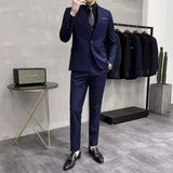 Riolio  Groom's Wedding Dress ( Jacket + Vest + Pants ) High End Brand Solid Color Men's Casual Business Office Formal Suit 3Pcs Sets
