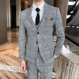 Riolio  Jacket Vest Pants Spring Autumn Thick Luxury Houndstooth Plaid Formal Business Men's Suit Groom Wedding Dress Stage Slim Suit