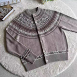 Riolio  New Japanese Retro Men Cardigan Luxury Ethnic Printed Knitted Slim-fit Long Sleeve Sweater Coats Autumn Premium Quality Knitwear