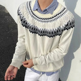 Riolio  New American Vintage Men Sweater Trendy Twisted Flower Knit Solid Color Long Sleeve Pullover High Quality Skin-friendly Knitwear