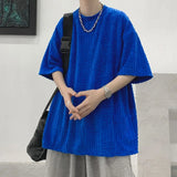 Riolio  Summer Short-sleeved Men Loose Versatile T-shirts Trendy Five-point Sleeve Solid Color Versatile Loose Tops