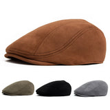 Riolio New Suede Autumn Winter Beret Fashion Vintage Men Women Newsboy Hat Casual Flat Visor Cap Berets For 54-58cm Head Circum Ference