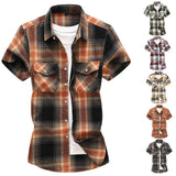 Riolio  Summer Hot Sale Of The Season Men's Checkered Shirt Short Sleeve Large Size Trendy Youth Casual Korean Style Fashionable Double