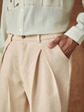 Riolio  Mens Casual Loose Pleated Wide Leg Chino Pants For Summer Autumn Daily Wear