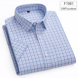 Riolio  Hight qulity summer 100%cotton thin short sleeve shirts for men slim fit formal shirt soft designer tops korean popular clothes