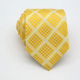 Riolio  Newest Tie Set 8CM Mens Necktie Handkerchief Neck Ties Sets For Man Yellow Color Plaids Stripes Jacquard Cravat Business Party