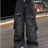 Riolio  Y2K men and women trendy personalized straight leg workwear jeans American spring and autumn couple loose retro casual pants y2k