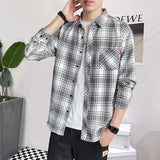 Riolio  Spring Autumn Turn-down Collar Contrast Color Long Sleeve Button Up Cardigan Striped Shirt Formal Casual Men's Trendy Tops