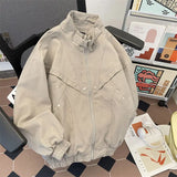 Riolio American Cityboy Jacket Wash Canvas Deconstructed Stand Collar Coat Design Sense Top Spring Autumn Korean Trend Bomber Jacket