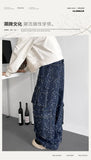 Riolio  Cargo jean pants Men Wide Leg DenimLoose Straight Baggy Men's Jeans hip hop Streetwear Skateboard Neutral denim Trousers
