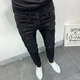 Riolio Spring Autumn Kpop Fashion Men's Denim Jeans Casual Slim Long Pants Korean Solid Black Boyfriend Designer Luxury Jeans