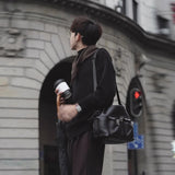 Riolio New Korean Fashion Men Sweater Light Luxury Trendy Turtleneck Knit Solid Color Pullover Leisure Retro Long Sleeve Basic Knitwear