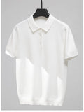 Riolio  New Trendy Men Polo Shirt Leisure High Quality Knit T-shirts American Style Fashion Breathable Button-down Short Sleeve Knitwear