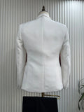 Riolio  Jacquard High Quality Men's Slim Fit Suits 3 Pieces Host Costumes Classic White Man Suit Set Dancing Wear Plus Size
