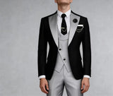 Riolio  Three Pieces Suit Set for Men Formal Business Tuxedo Dinner Dating Evening Prom Suit Attire Jacket Vest Pant
