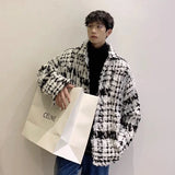 Riolio Autumn Winter Men's Thiened Plaid Velvet Jaet Small Fraance Sle Outerwear Youth Trendy Long Sve Loose Fit Coat
