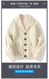Riolio Korean Version Retro Hand-woven Twisted Twisted Sweater Men's Spring Autumn Thickened Sweater Lapel Cardigan Trendy Jacket Chic