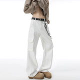 Riolio  White cargo Jeans Men New Baggy Large pocket Denim Pants Loose Street Style Fall Fashion High Quality Outdoor casual jeans