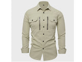 Riolio  Spring Autumn Men's Cotton Cargo Shirts Casual Men Long Sleeve Workwear Shirt Vintage Man Multi-Pocket Military Button Shirt