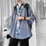 Riolio Spring Summer New Solid Color Short Sleeve Men's Clothing Loose Oversized Fashion Casual Lapel Single-breasted Youth Shirt