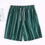 Riolio  Summer Fashion New Men's Striped Shorts Loose Straight Leg Trendy Sports Retro Casual Five Quarter Pants For Male Shorts