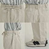 Riolio  Cotton Beige Pants Men Fashion Drawstring Casual Pants Men Streetwear Korean Loose Straight Pants Mens Trousers M-2XL