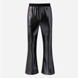 Riolio  Men's Shiny Metallic Sequin Flared Pants Disco Party Bell Bottom Trousers Elastic Waist Sparkly Nightclub Costume