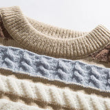Riolio Wavy Stripe Sweater For Men Irregularity Spliced Jacquard Knitwear Pullover Winter Women Sweater Oversized Men Clothing