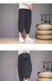 Riolio  Summer New Men Loose Seven-point Ice Silk Casual Carrot Lantern Harem Pants
