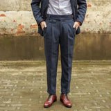 Riolio Vintage Gurkha Pants Men England Style High Waist Smart Casual Straight Trousers Autumn Winter Woolen Fashion Naples Suit Pant