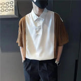 Riolio  Spliced contrasting Shirt Men's Trendy Brand Slim Short-sleeved Shirt Men's Summer Trendy Casual Versatile Tops