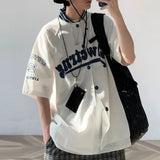 Riolio  Men Baseball Shirt Alphabet Number Printed Casual Shirt Summer Streetwear Fashion All-Match Short Sleeve Top Men'S Clothing