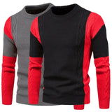 Riolio Autumn New Fashion Foreign Trade Men's Knitted Round Neck Contrast Color Sweater Underlay