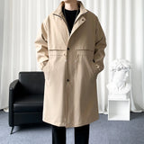 Riolio  Streetwear Men Trenchcoat Handsome Fashion Trench Male Loose Stand Collar Windbreaker Overcoat Korean Autumn New Male Coat