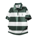 Riolio  Versatile Top Summer Polo Shirt Fashion Stripes Trendy Fit Stylish Comfortable High-Quality Daily Soft Lightweight Men's T-Shirt