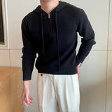 Riolio  New British Leisure Men's Hooded Sweater Trendy Zip-up Preppy Style Slim-fit Long Sleeve Hoodies Casual Vintage Warmth Knitwear