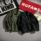 Riolio Japanese Cargo Retro Jacket Men 2025 Spring Loose Large Size Army Green Denim Jacket Preppy Trendy High-end Simple Jacket Chic