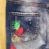 Riolio Men's Graffiti Jeans Fashion Spray Paint Ripped Hole Personality Hip-hop Streetwear Male Clothing Slim Youth Denim Trousers